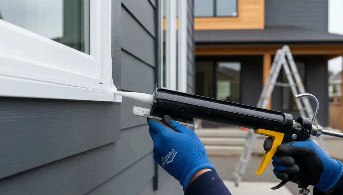 Professional caulking and sealing on exterior home by house painters in Philadelphia, PA