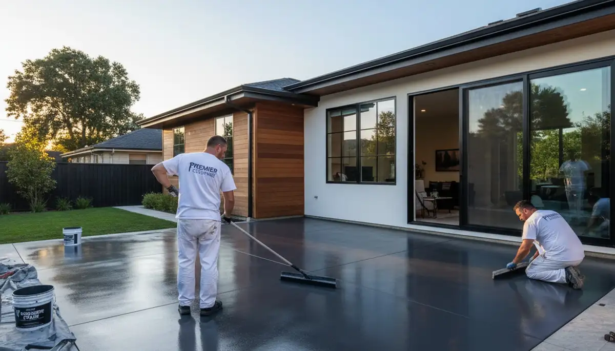 Professional concrete staining for garage floor in Philadelphia, PA by local house painting experts