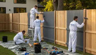 Professional fence painting in Philadelphia PA by expert house painters protecting outdoor wood surfaces