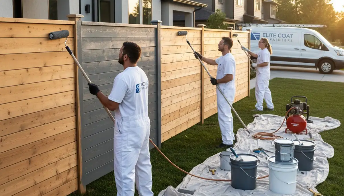 Professional fence painting by house painters in Philadelphia, PA enhancing curb appeal