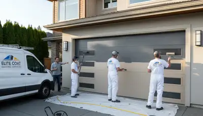 Professional garage door painting by house painters in Philadelphia, PA for lasting curb appeal