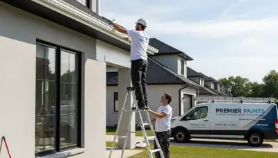 Professional gutter painting on residential home exterior in Philadelphia, PA