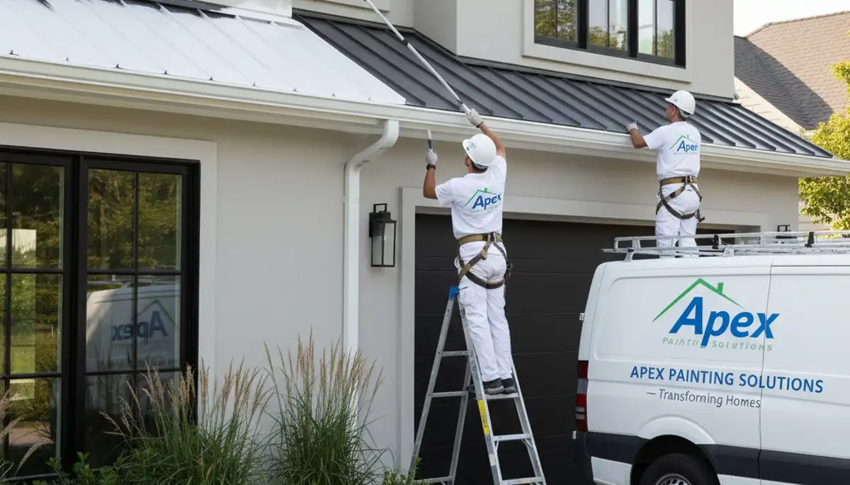 Professional gutter painting on a Philadelphia, PA home by expert house painters
