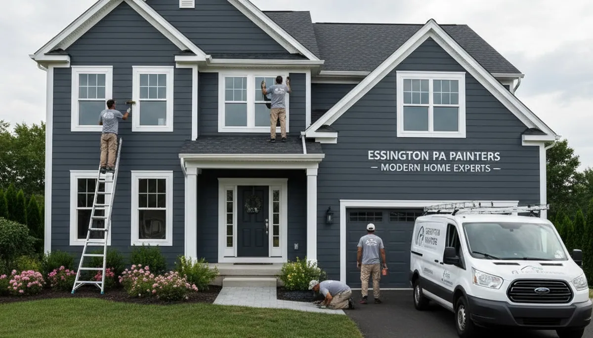 Professional house painters working on residential exterior in Philadelphia, PA