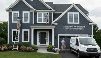 Professional house painters working on residential exterior in Philadelphia, PA