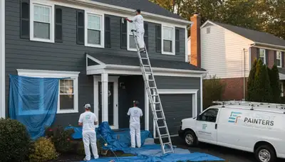 Professional house painters working on exterior home painting in Philadelphia, PA