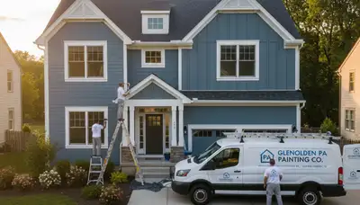 Professional house painters improving home exterior in Philadelphia, PA