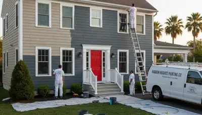 Professional house painters working on exterior home in Philadelphia, PA
