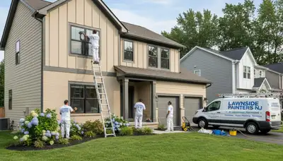 Professional house painters in Philadelphia PA giving a home exterior a fresh coat of paint