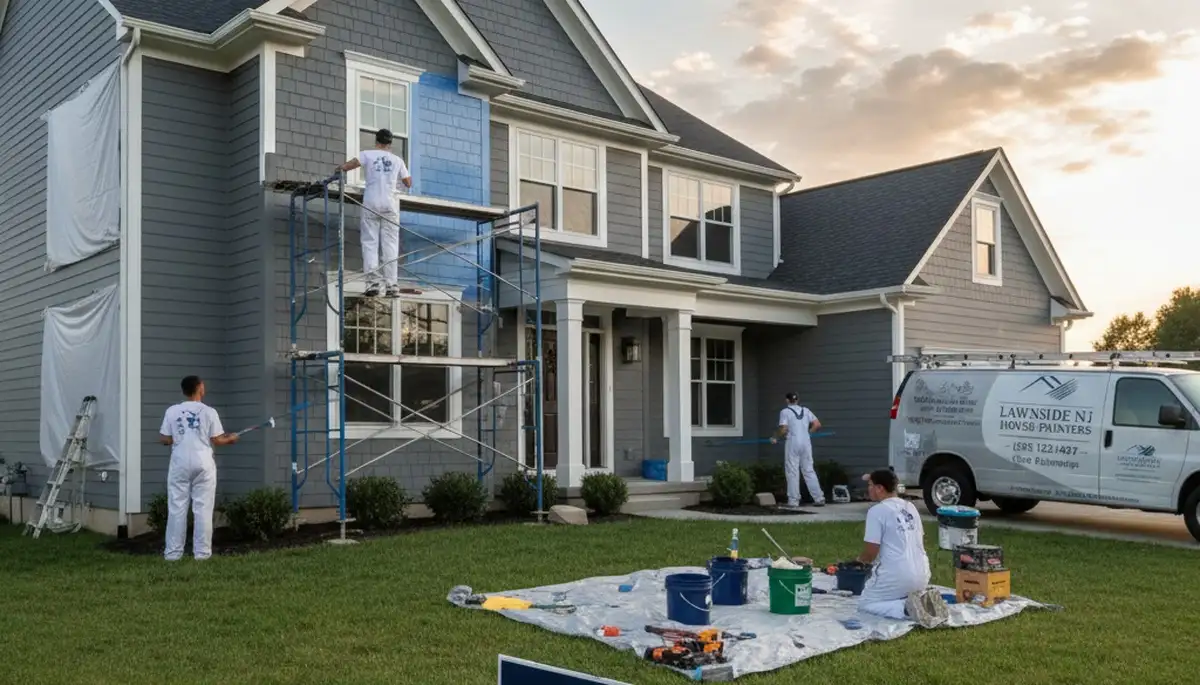 Professional house painters working on home exterior in Philadelphia, PA