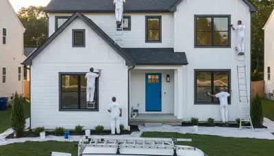 Professional house painters in Philadelphia PA painting home exterior with quality finish