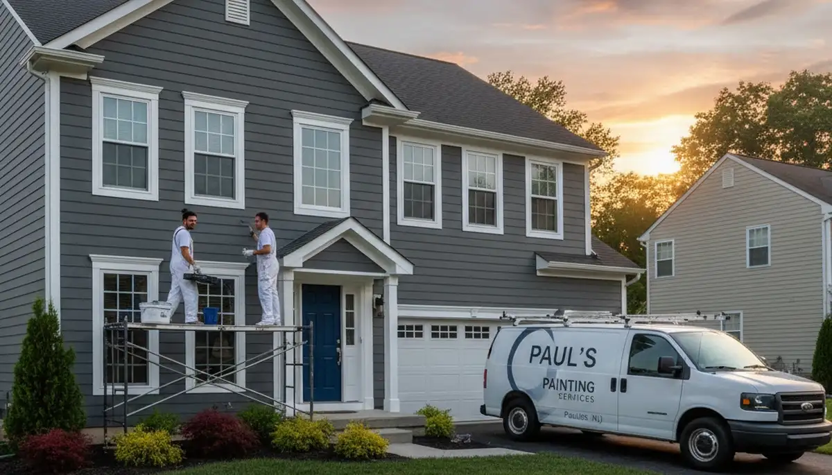 Professional house painters working on residential exterior in Philadelphia, PA