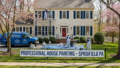 Professional house painters in Philadelphia PA applying fresh exterior paint to a residential home