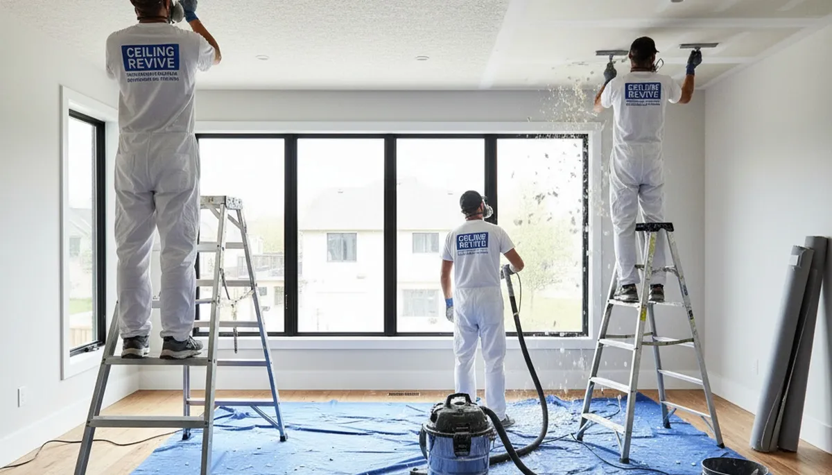Professional popcorn ceiling removal by house painters in Philadelphia, PA for smooth interior finishes