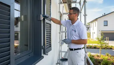 Professional shutter painting and refinishing on a Philadelphia, PA home exterior