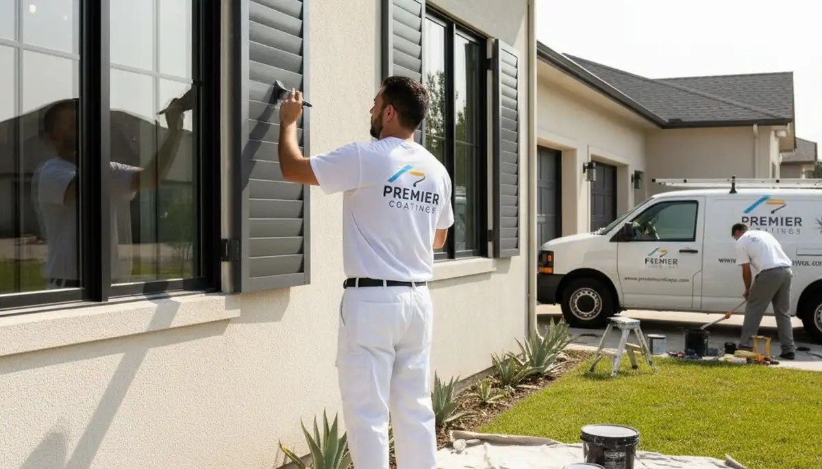 Professional shutter painting on a Philadelphia, PA home showing smooth, durable exterior finish