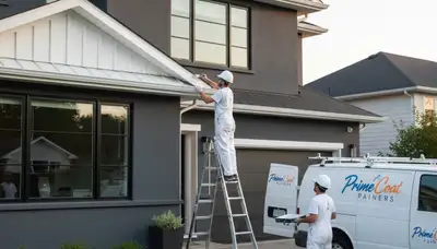 Professional trim and fascia painting on Philadelphia home exterior by expert local house painters