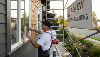 Professional wood rot repair on home siding by expert painters in Philadelphia, PA