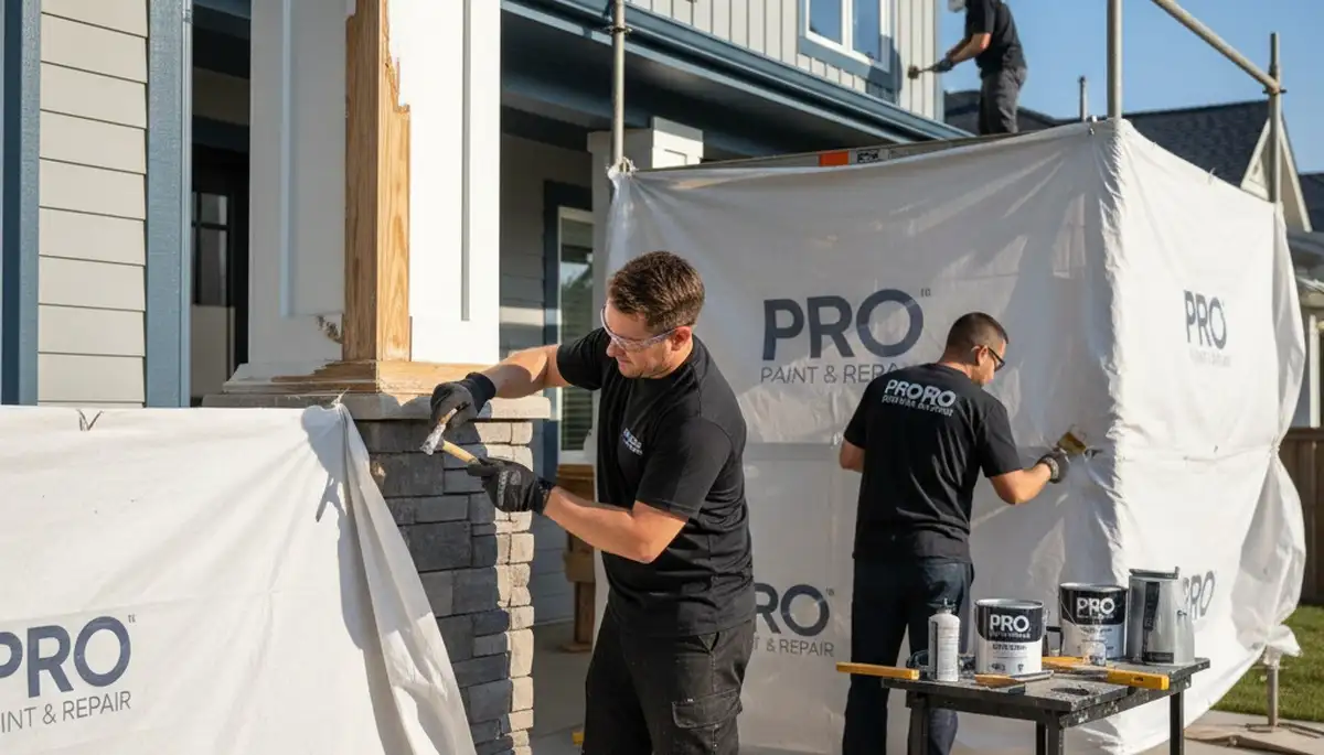 Professional wood rot repair on home siding by expert painters in Philadelphia, PA